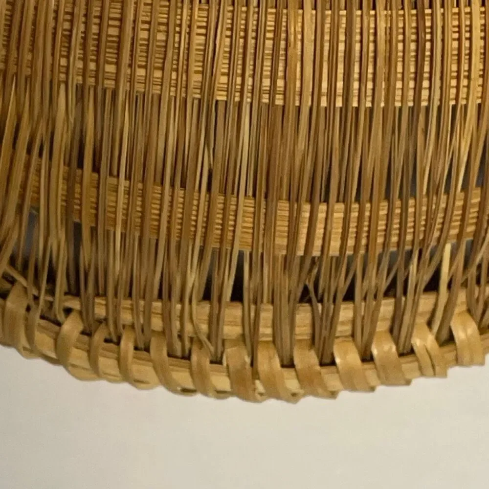 Vintage hand & carved woven bamboo rice strainer or colander.